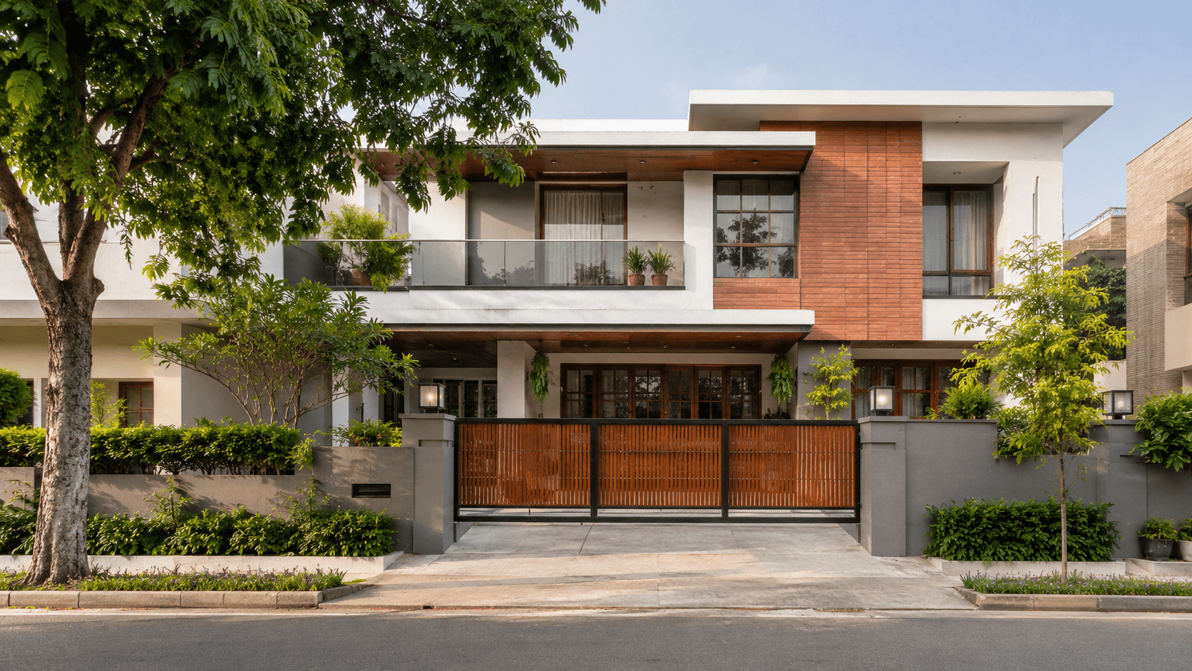 A private home surrounded by greenery